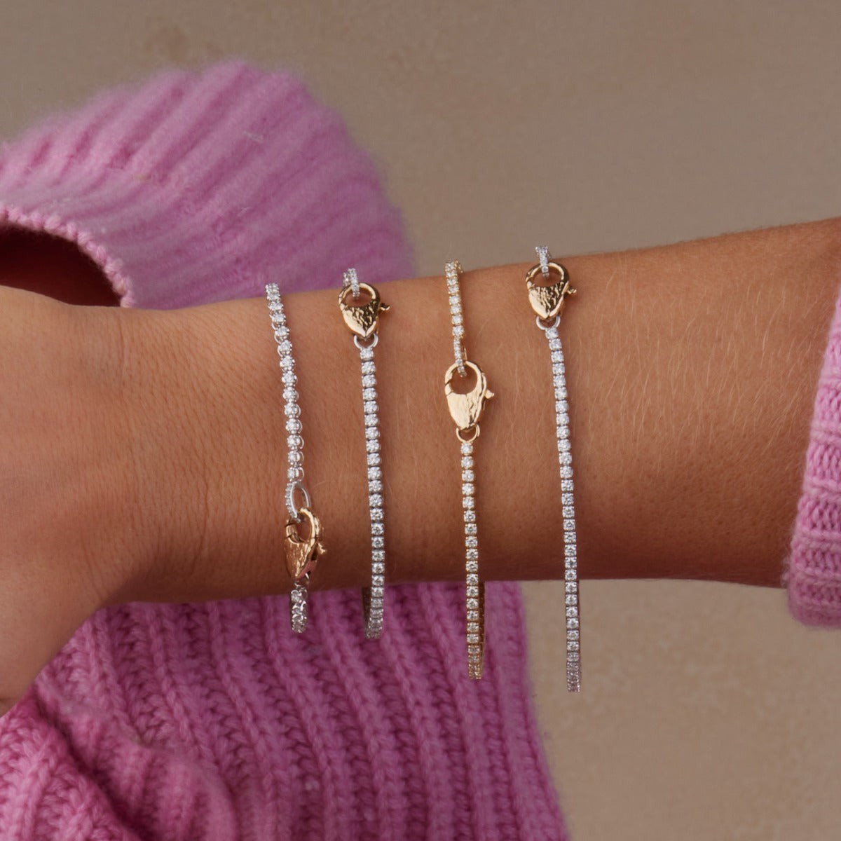 1.5mm Diamond Lock Tennis Bracelet 14k Gold | Audry Rose