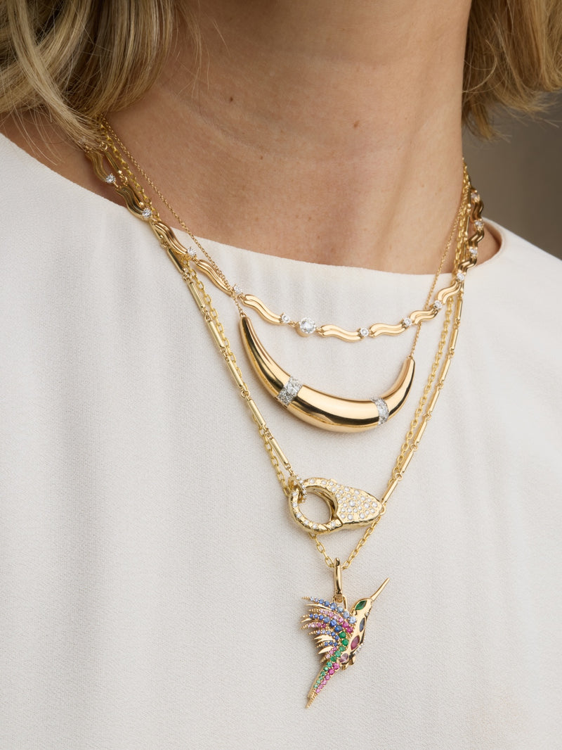 Pave Diamond Lock Necklace