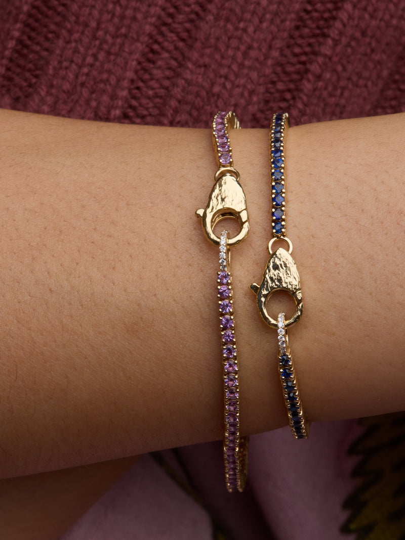 Gemstone Tennis Lock Bracelet