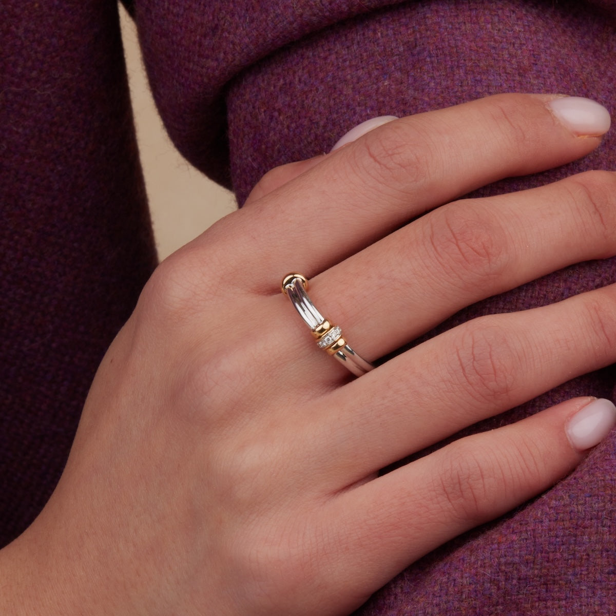Two-toned Silver Ring in 14k Gold | Audry Rose