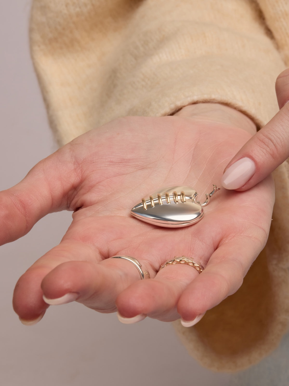 Custom Stitched Heart Locket in Mixed Metal | Audry Rose