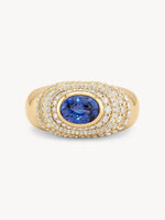 Ceylon Sapphire Bezel Halo Ring