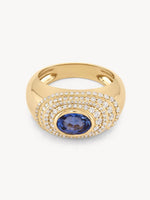 Ceylon Sapphire Bezel Halo Ring
