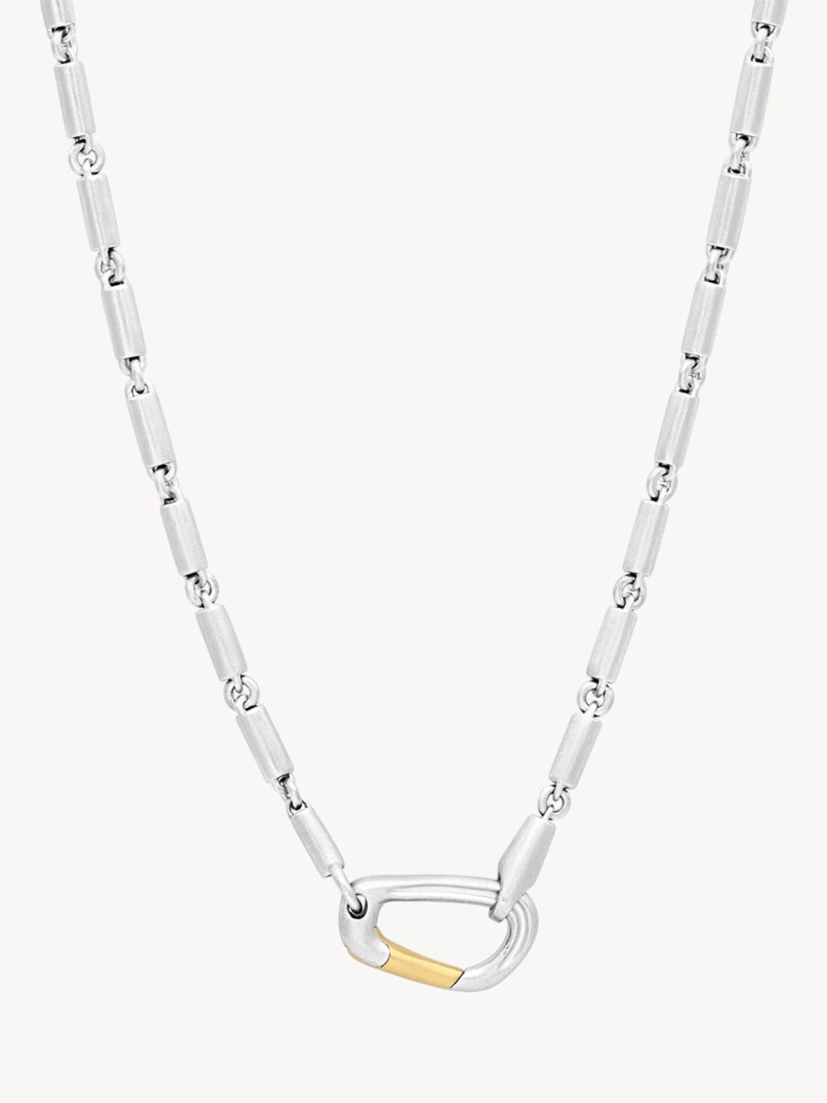 Mason Chain Carabiner Necklace in 925 Sterling Silver & 14K Yellow