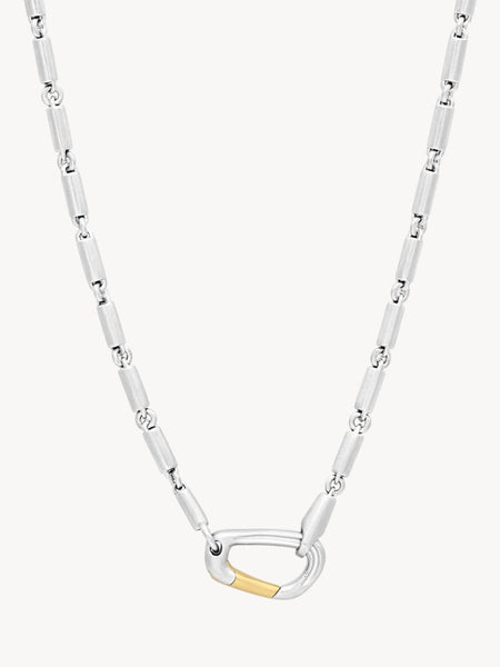 Mason Chain Carabiner Necklace in 925 Sterling Silver & 14K Yellow