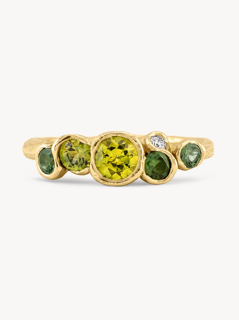 Green Ocean Sapphires Seaweed Ring
