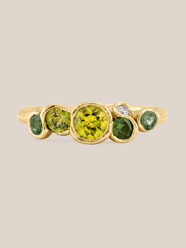 Green Ocean Sapphires Seaweed Ring