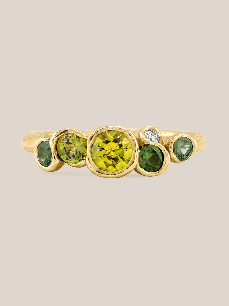 Green Ocean Sapphires Seaweed Ring