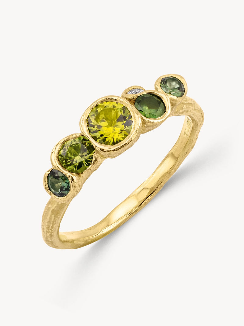 Green Ocean Sapphires Seaweed Ring
