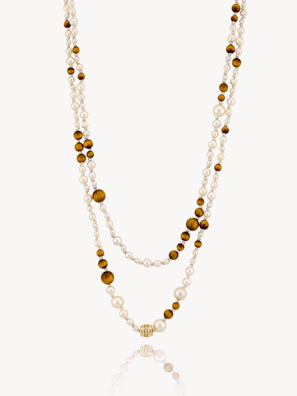 Tiger’s Eye Pearl Strand Necklace