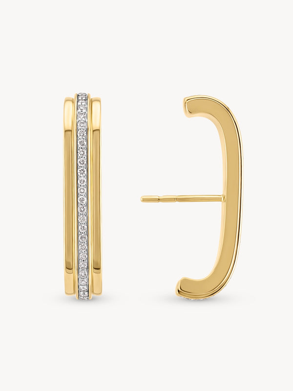 Diamond Latch Arc Earrings