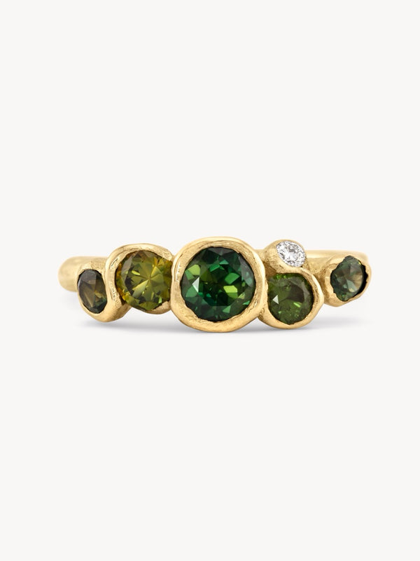 Green Ocean Sapphires Seaweed Ring