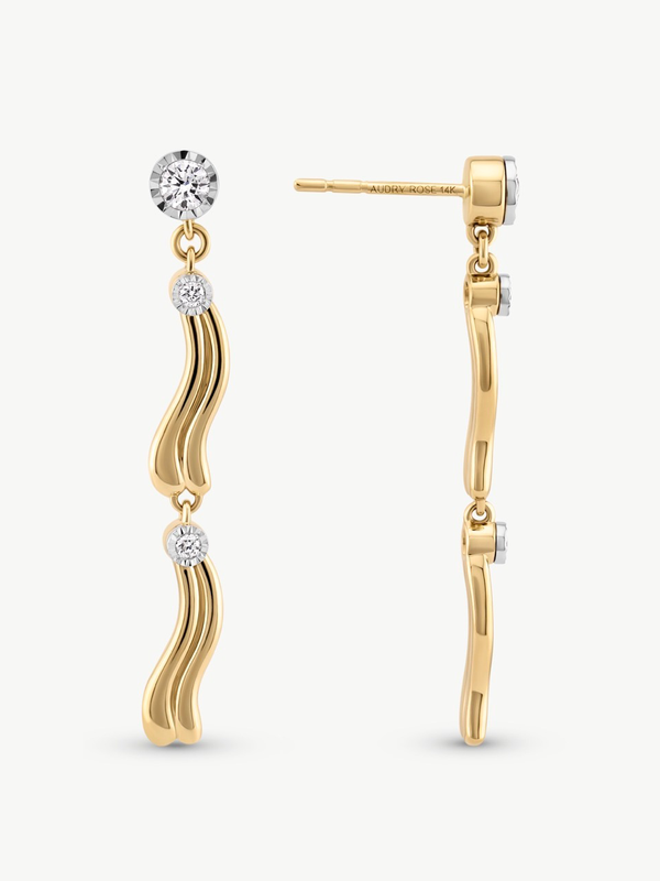 Wavy Diamond Drop Earrings