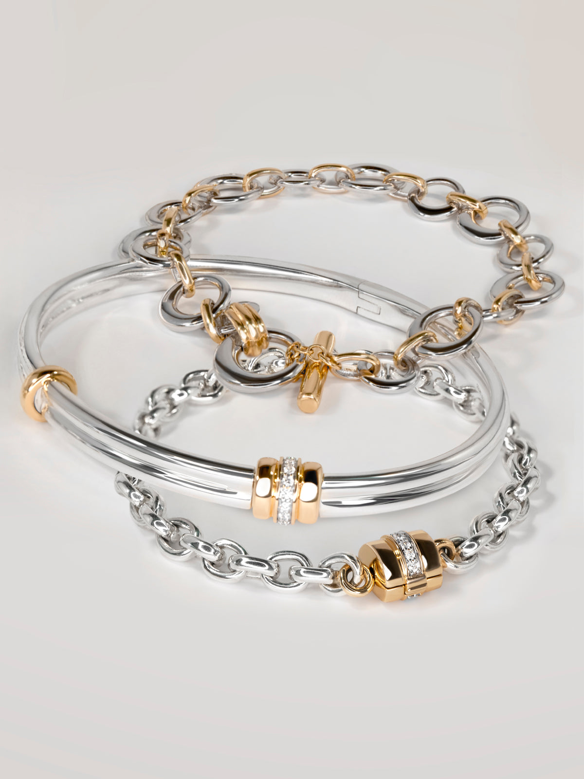 Two-toned Silver Chain Bracelet in 14k Gold & 925 Sterling | Audry