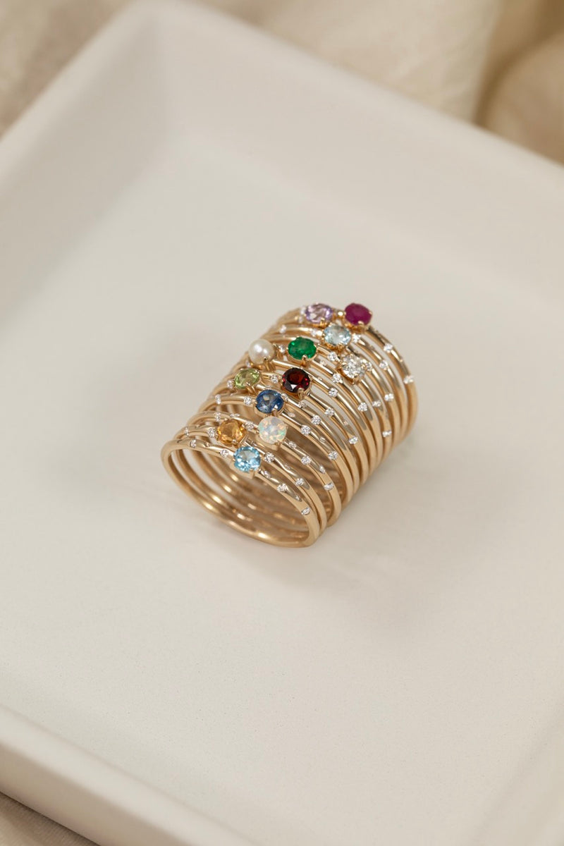 Starry Birthstone Ring