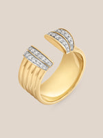 Large Diamond Tiered Cuff Ring