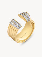 Large Diamond Tiered Cuff Ring