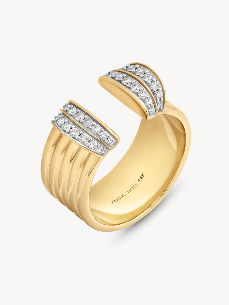 Large Diamond Tiered Cuff Ring