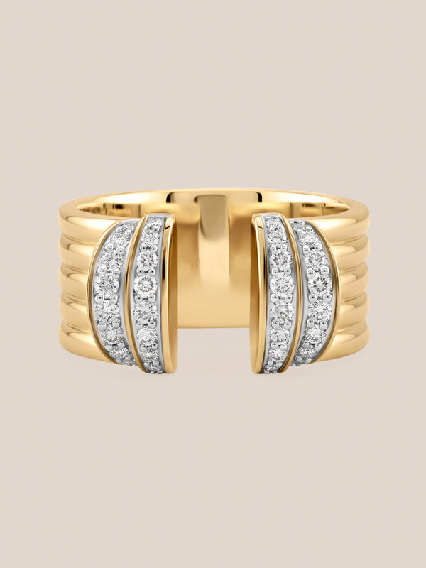 Large Diamond Tiered Cuff Ring