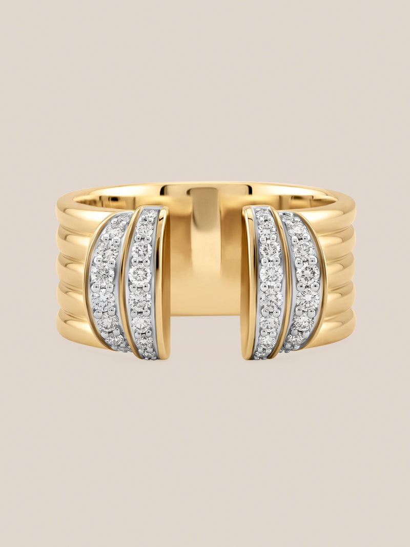Large Diamond Tiered Cuff Ring