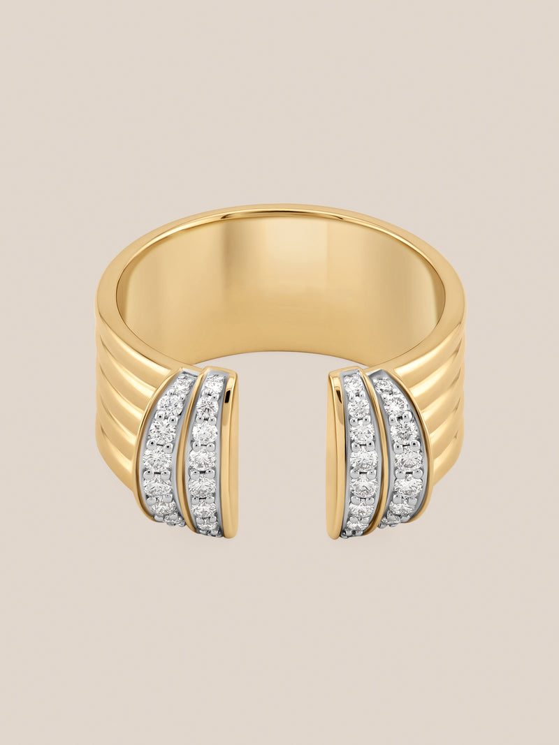 Large Diamond Tiered Cuff Ring