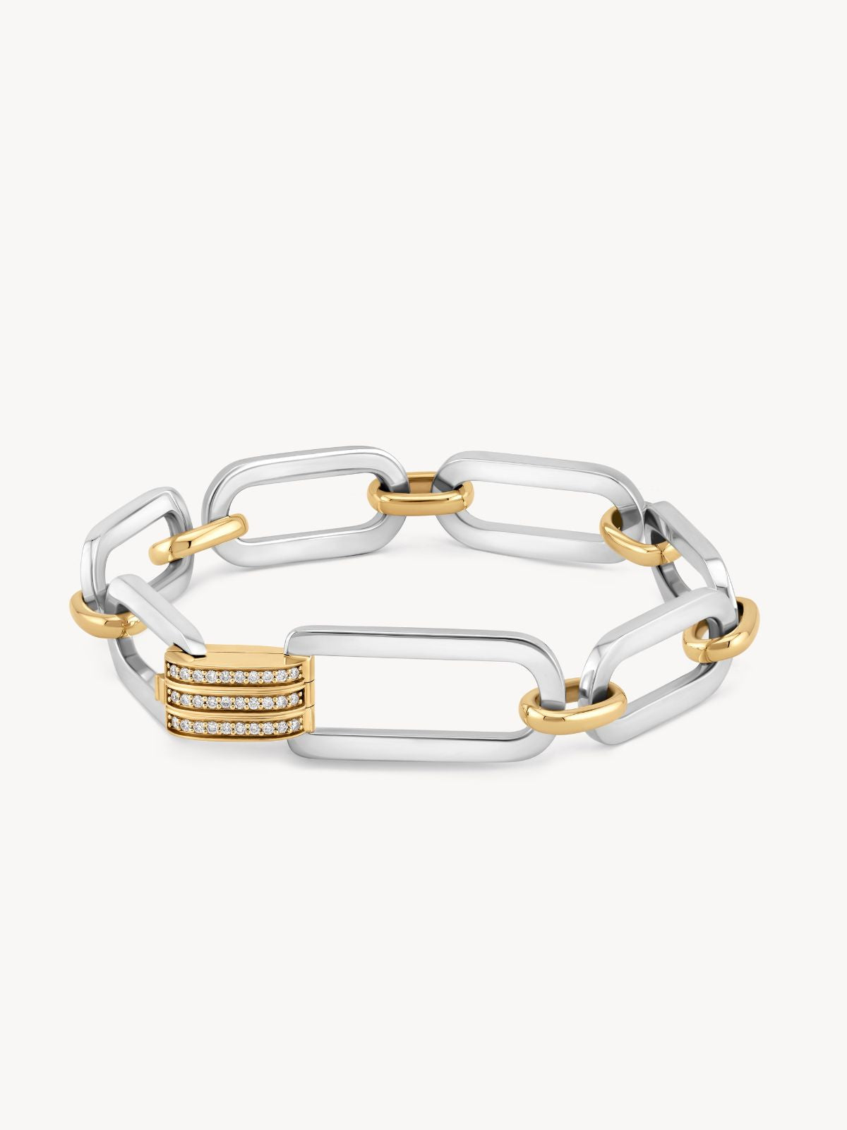 Mixed Metal Latch Link Bracelet in 14k Gold & 925 Sterling | Audry