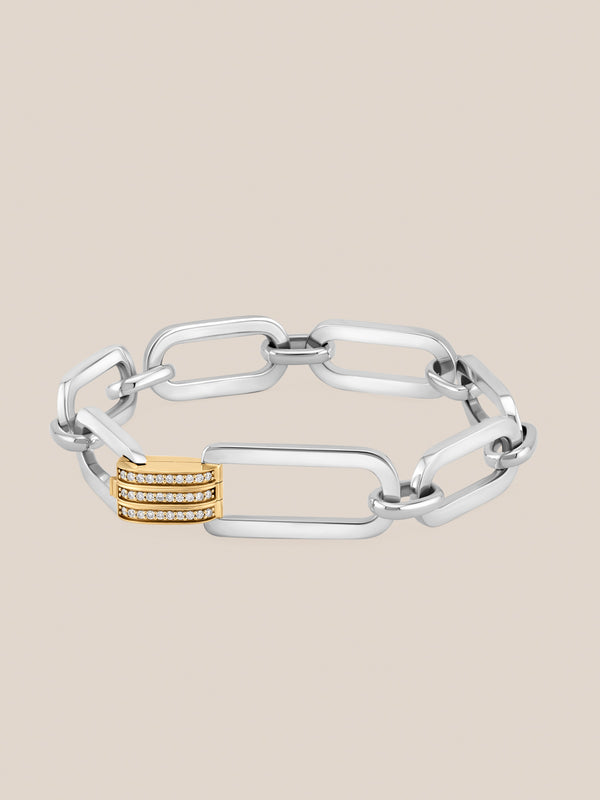 Mixed Metal Latch Link Bracelet
