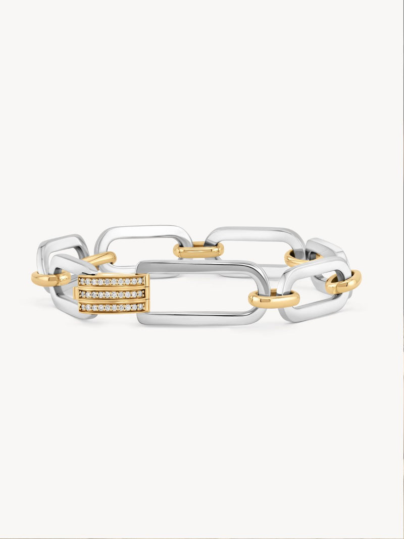 Mixed Metal Latch Link Bracelet