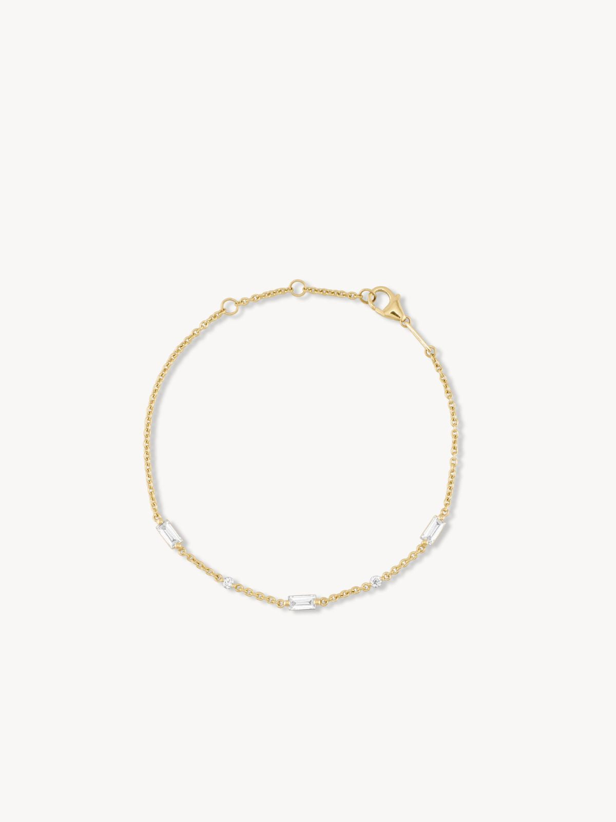 Diamond Baguette & Round Diamond Bracelet in 14k Yellow Gold