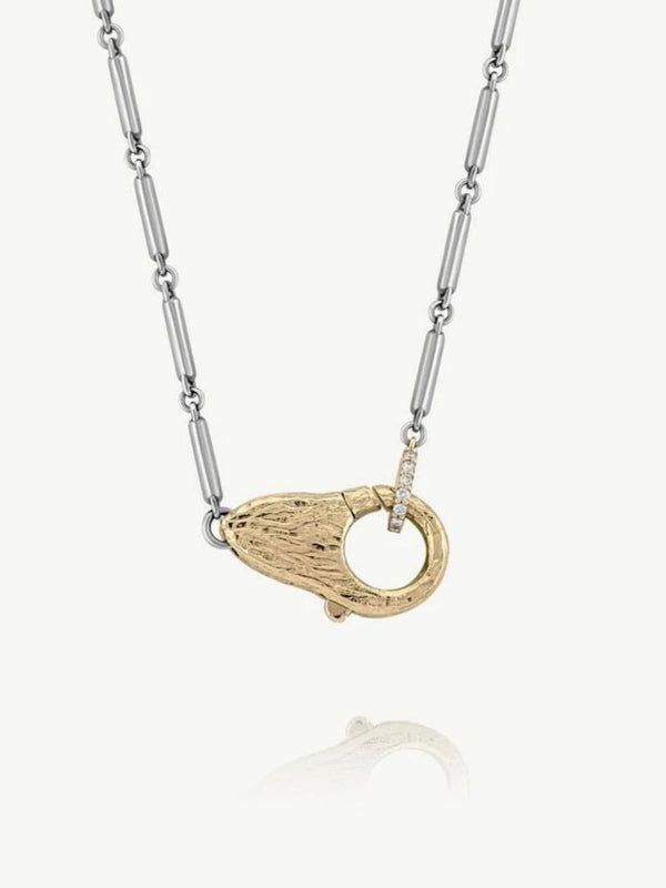 Mixed Metal Mini Lock Necklace