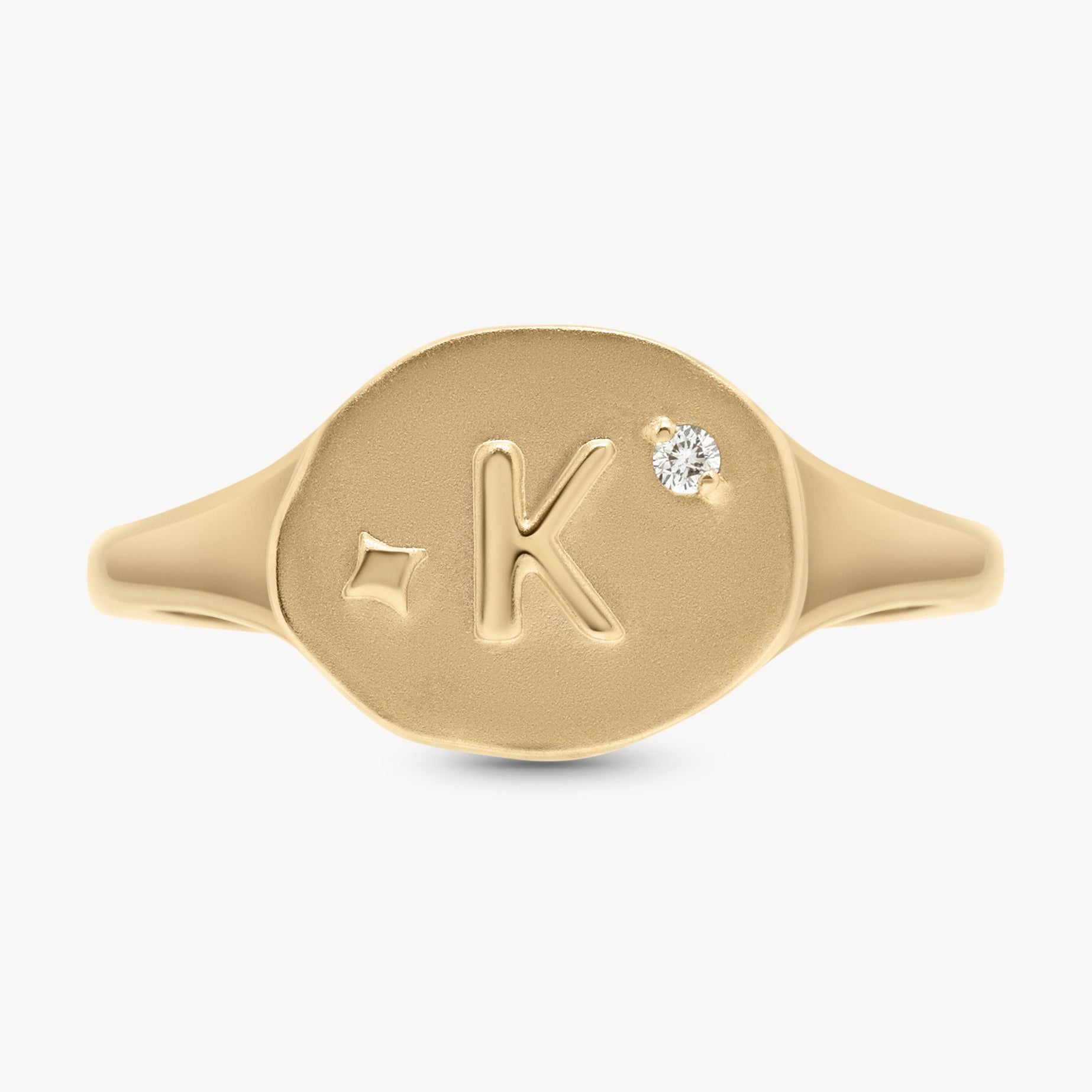 Diamond Initial Signet Ring in 14K Yellow Gold | Audry Rose