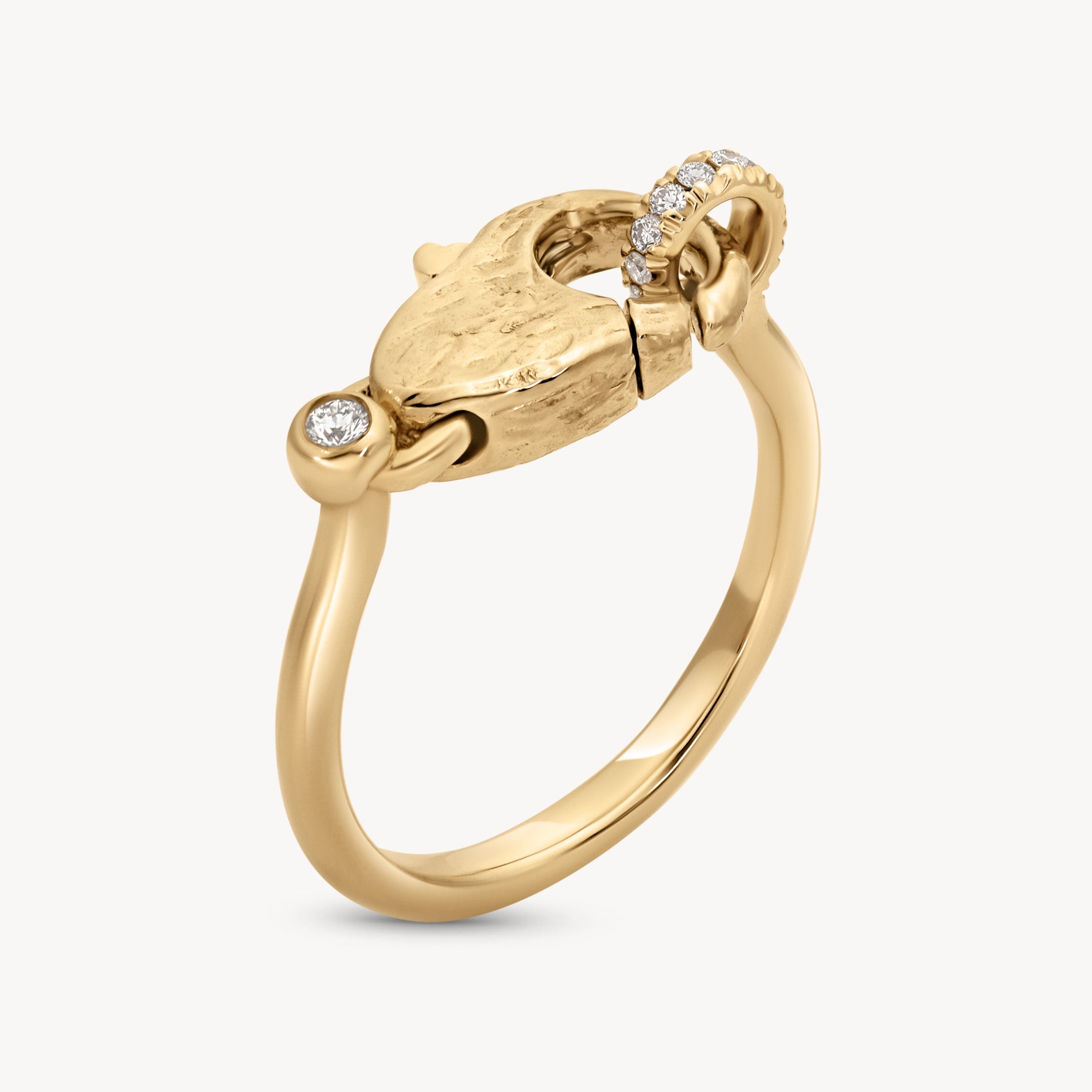 Diamond Lobster Clasp Ring 14k Gold | Audry Rose