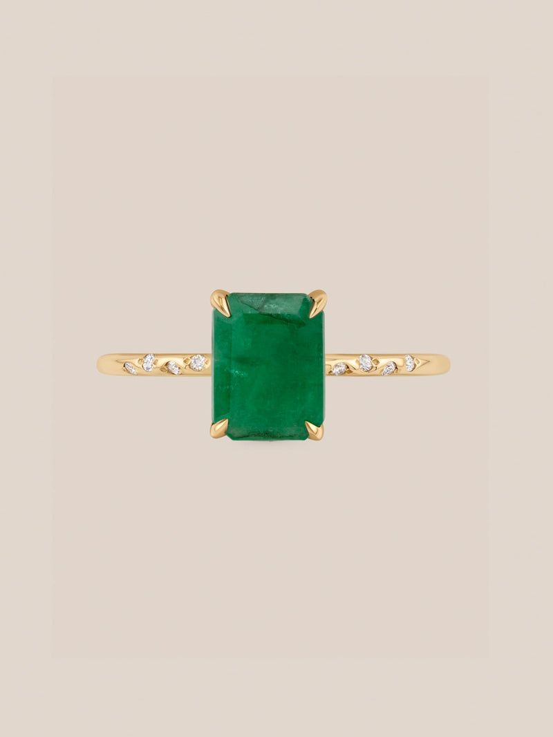 Large Starry Emerald Ring