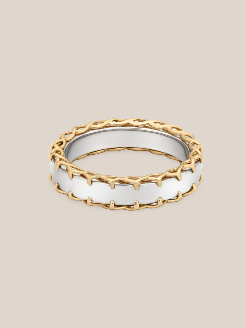 Mixed Metal Stitched Ring