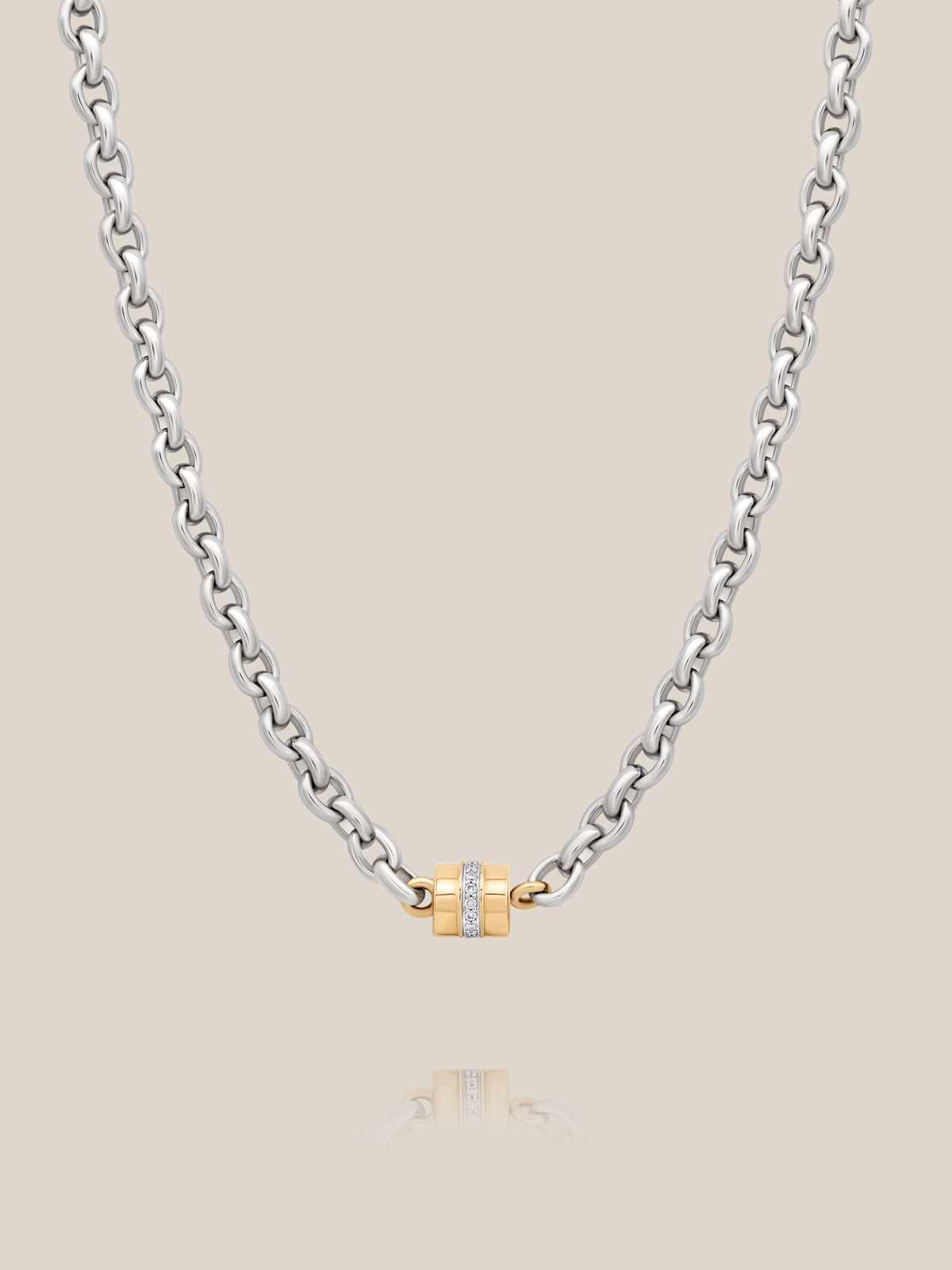 14K GS ゴールドネックレス USA産 55cm 2mm幅 再投稿 Two-toned Silver Necklace in 14k Gold | Audry Rose