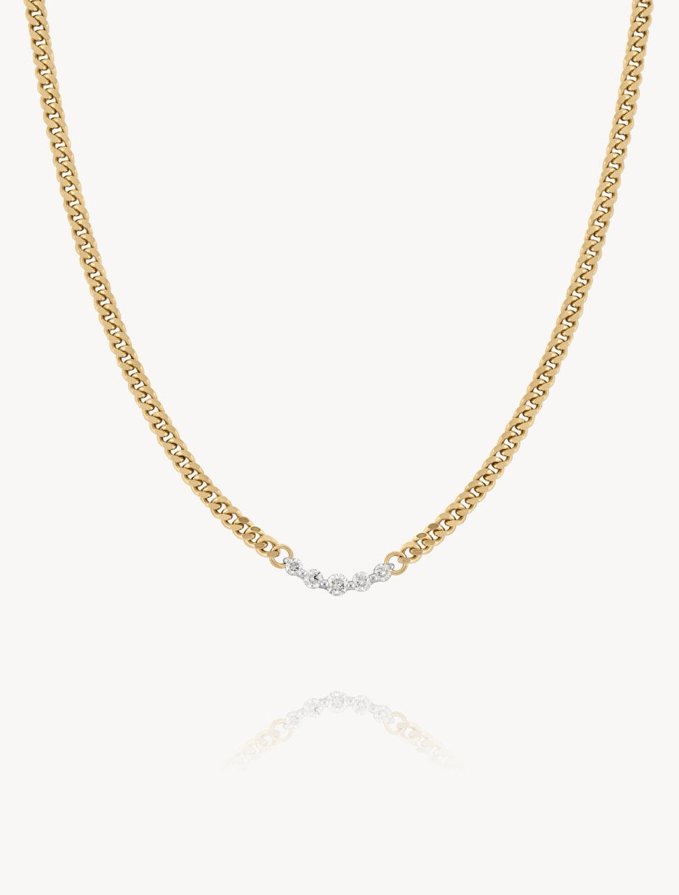 Diamond Arch Curb Chain Necklace in 10k Yellow Gold | Audry Rose