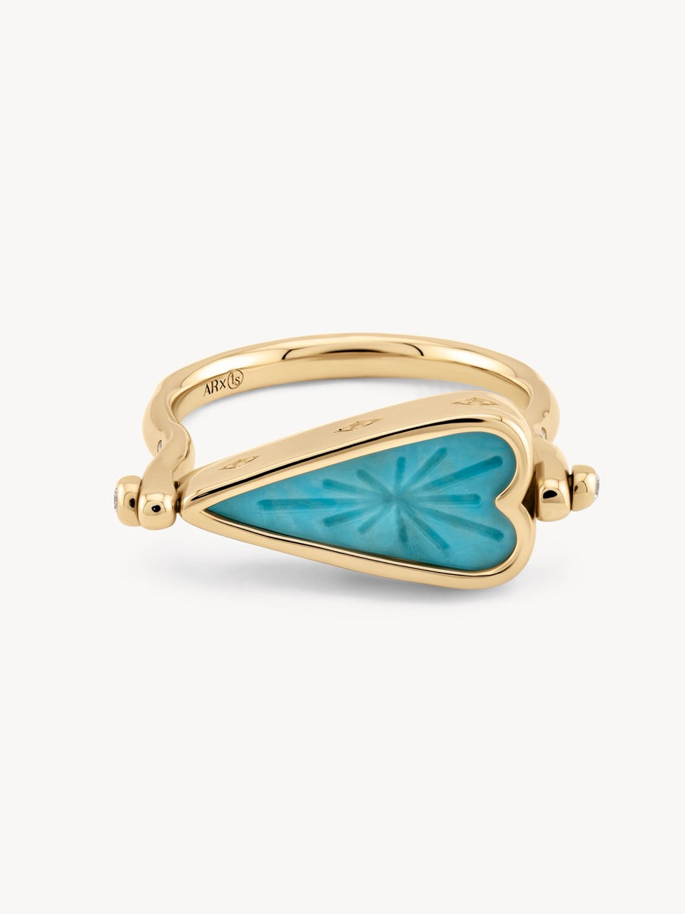 Heart Turquoise and Diamond Flip Ring 14k Yellow Gold | Audry Rose