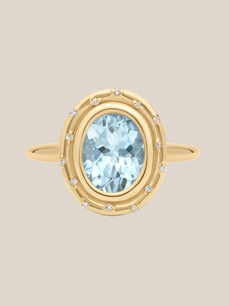 Aquamarine Oval Spotlight Ring