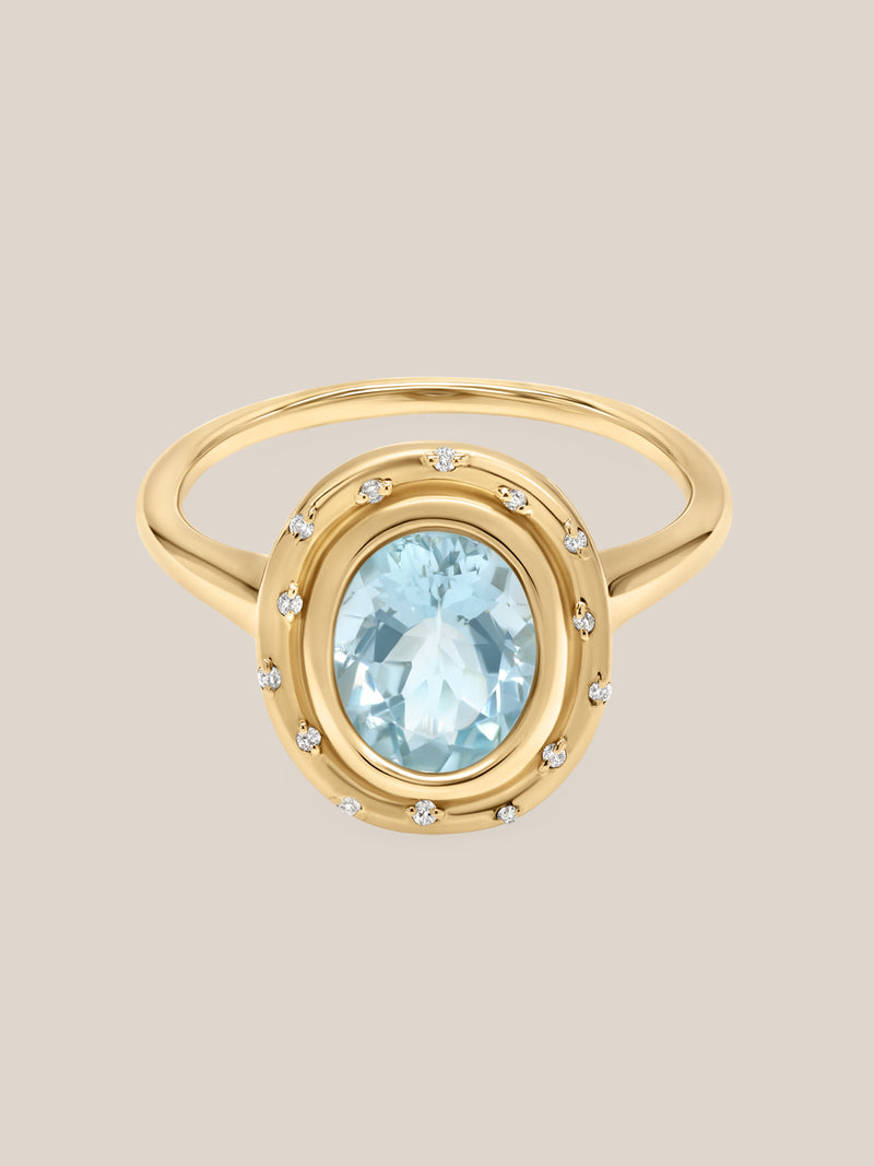 Aquamarine Oval Spotlight Ring