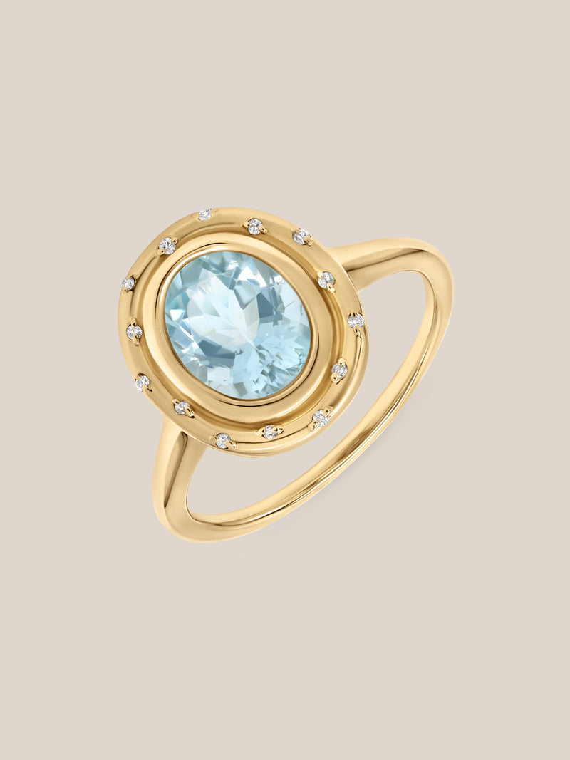 Aquamarine Oval Spotlight Ring