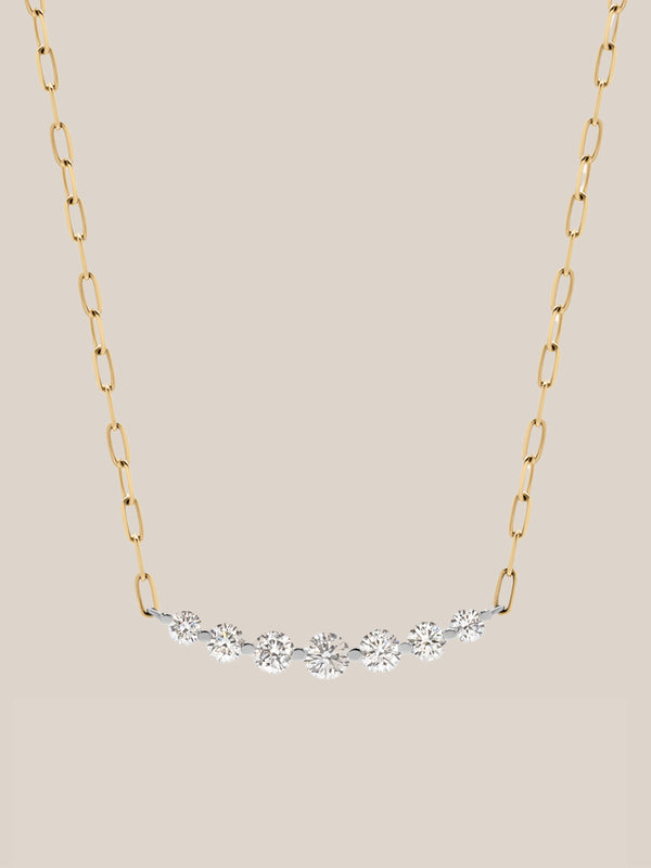 Paper Clip Floating Diamond Necklace