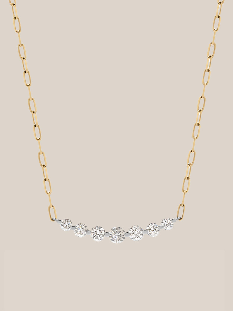 Paper Clip Floating Diamond Necklace