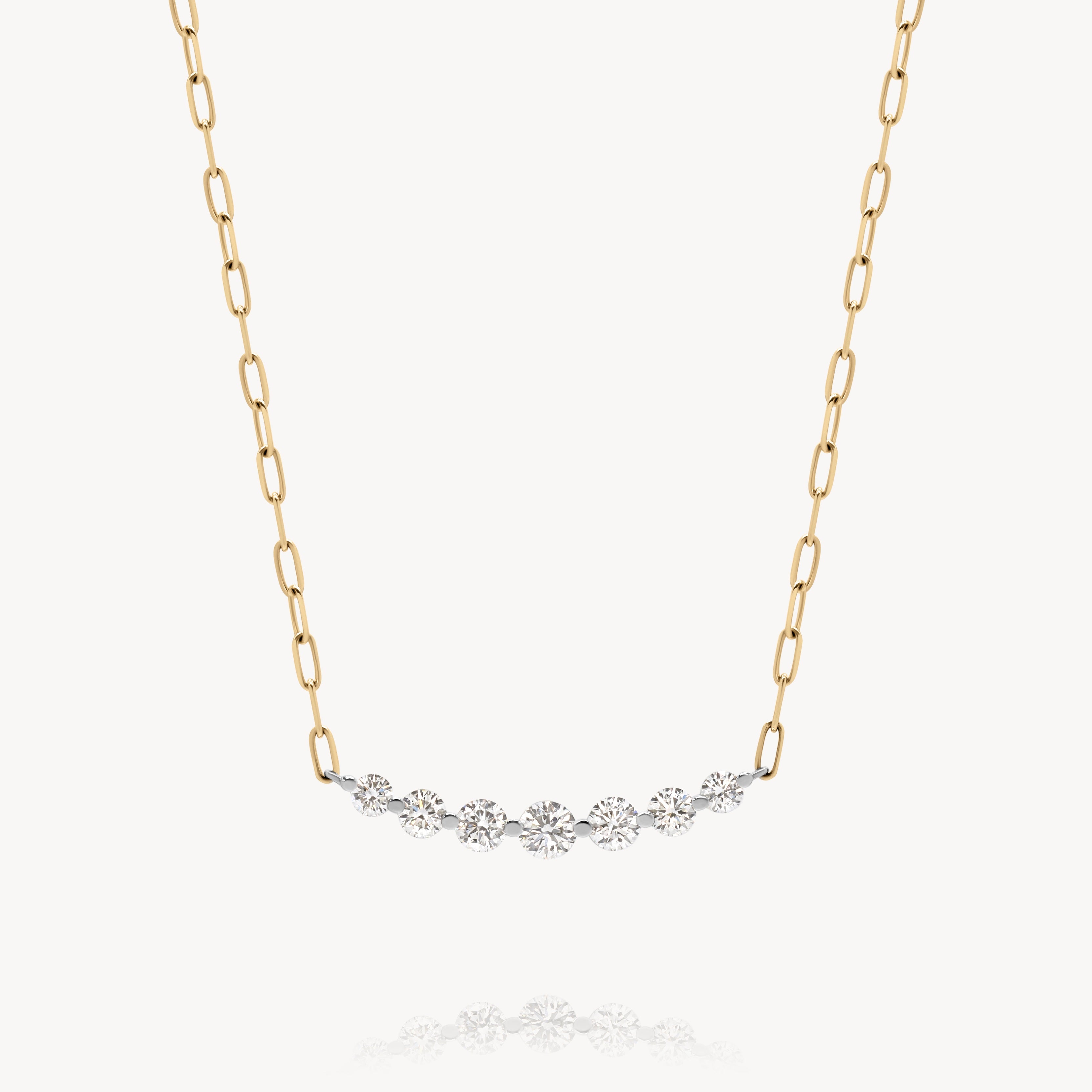 Diamond Arch Paper Clip Chain Necklace in Yellow Gold | Audry Rose