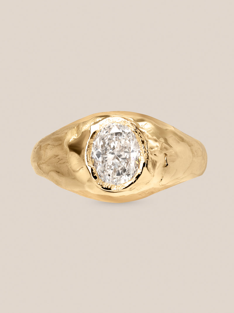 Armach White Diamond Signet Ring
