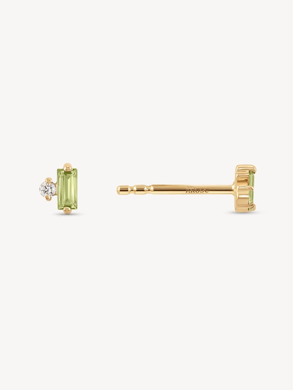 Dainty Baguette Peridot Studs