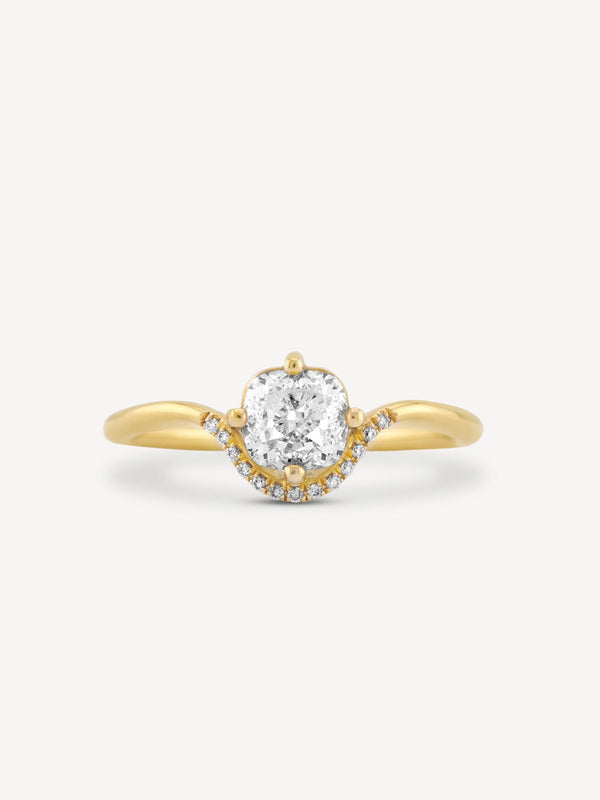 Cushion Diamond Crown Ring