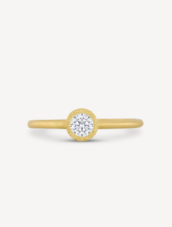 18k Brushed Bezel Diamond Solitaire Ring