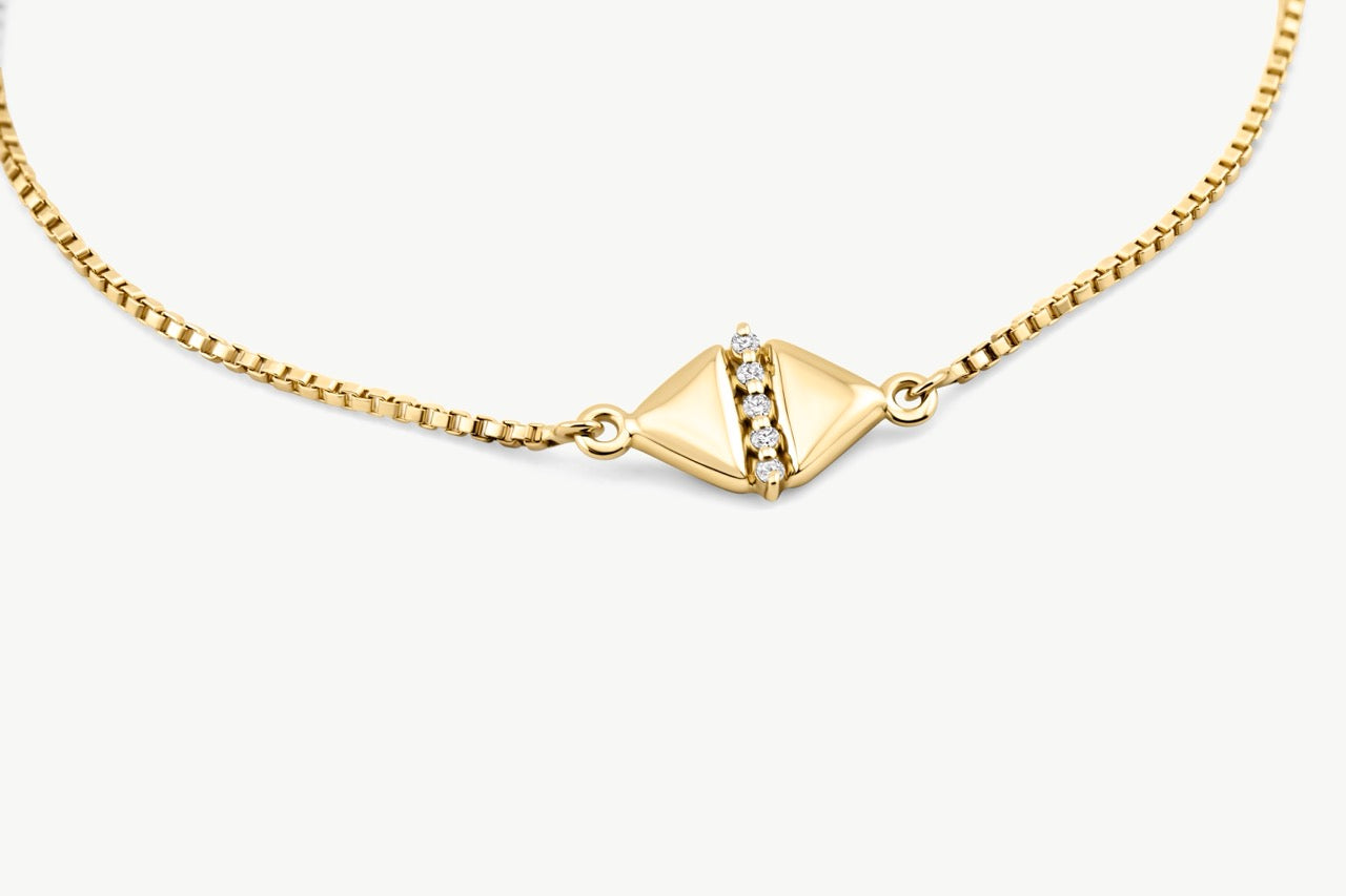 Triangle Diamond Bracelet in 14k Yellow Gold | Audry Rose