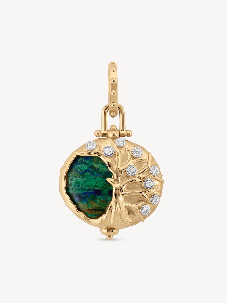 アクセサリー uriuri Three Stories Jewelry Tree of Life Azurite Oval Pendant in 14k