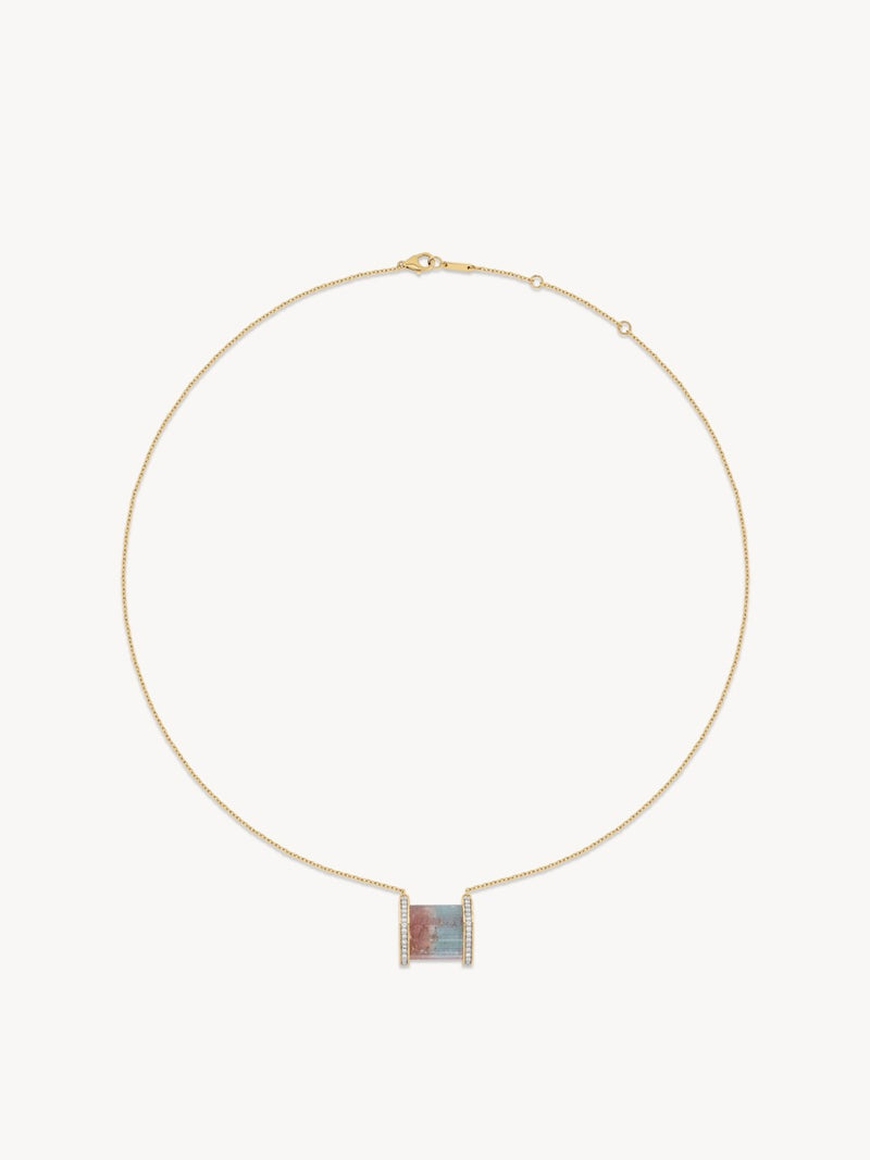 Horizontal Tourmaline Compass Pendant - OOAK